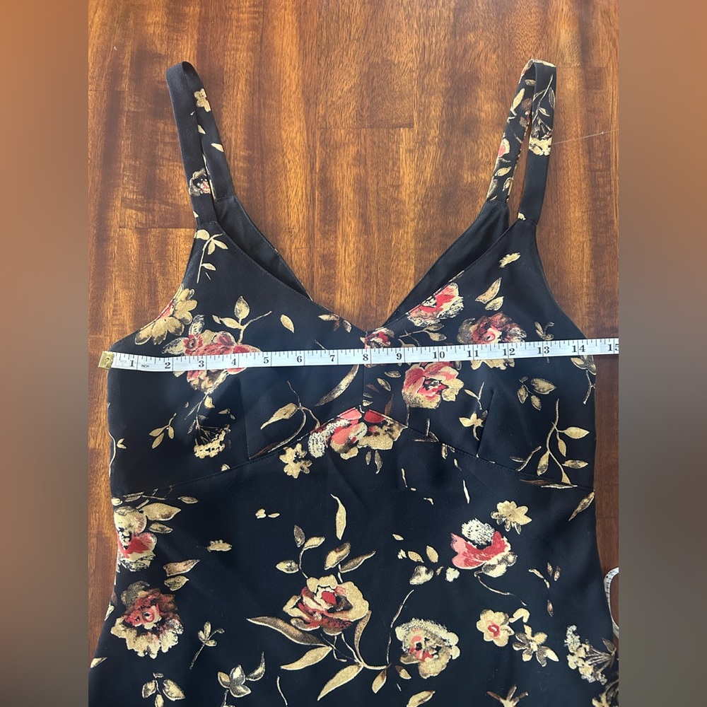 Vintage Late 90s/Y2K ESPRIT DE CORP. Floral Black SunDress Size 3/4 - Picture 4 of 8